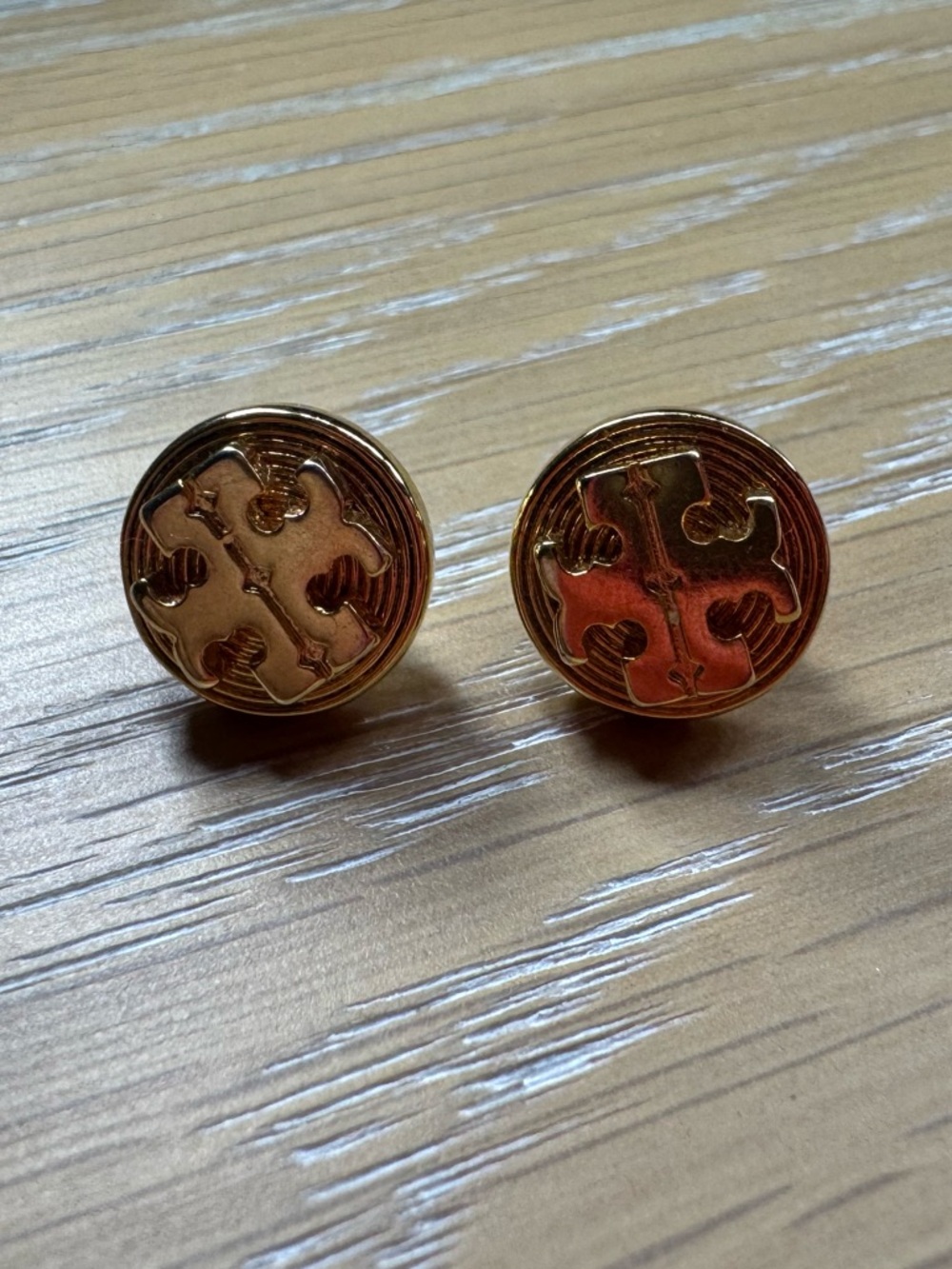 Tory Burch Gold Round Logo Stud Earrings